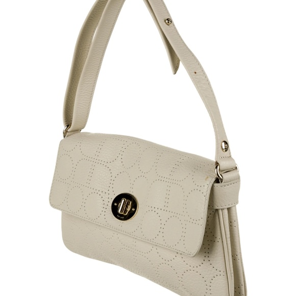 Kate Spade New York Leather Off White Cream Perforated Shoulder Bag Purse - Picture 3 of 16